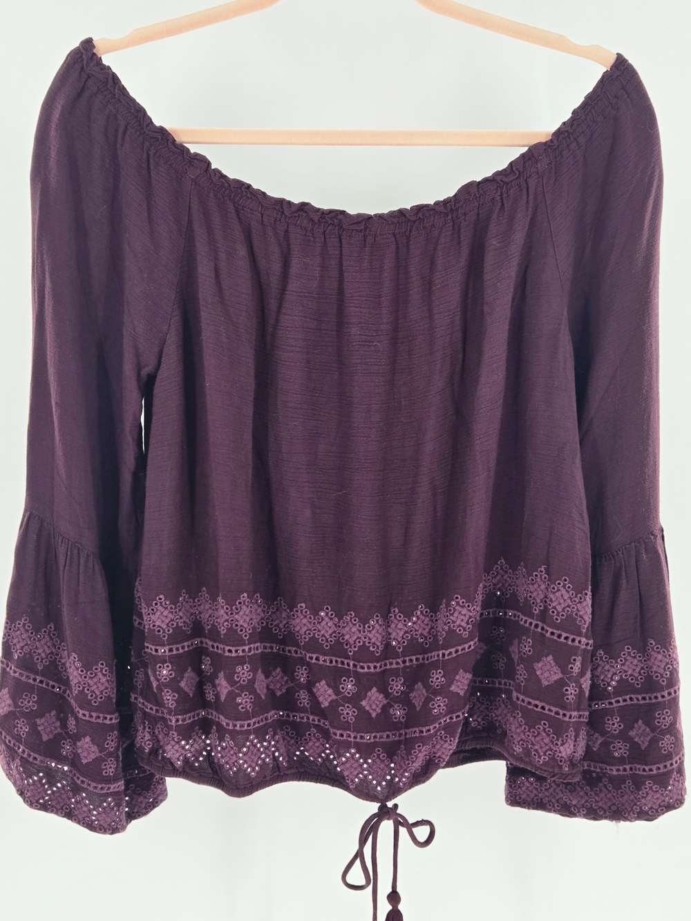 Altar'd State M Off-Shoulder Bell-Sleeve Boho Prairie Cottage Pioneer 100% Rayon - Picture 12 of 15